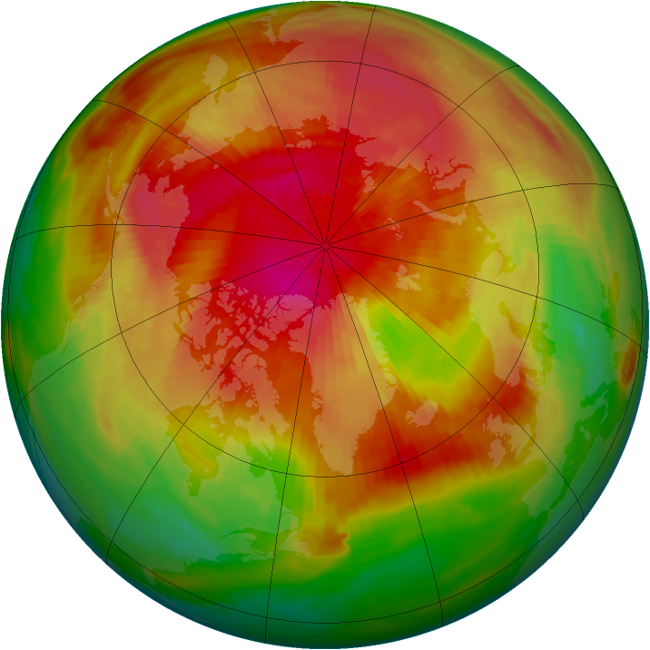 Arctic ozone map for 29 March 1986